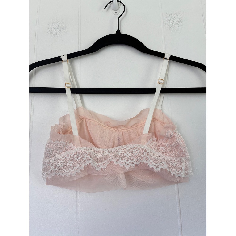 Intimately Free People Pink White Lace Ruffle Bralette Size S - Picture 2 of 5